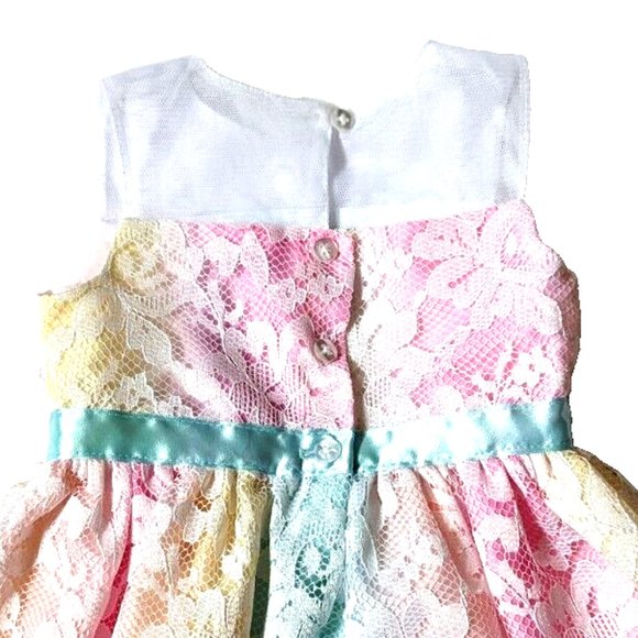 Baby Girls George Lace Dress Robe George pour petites filles Colorful 6-… - Picture 4 of 6